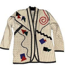Vintage Y2k Lynn Murray Cream 100% Cotton Funky Ooak Art-to-wear Jacket