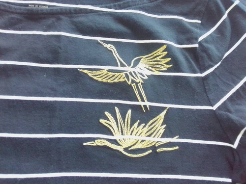 A New Day Women's 3/4 Sleeve Top Soft Black w/ White Stripes Size XL Flamingo - Picture 7 of 7