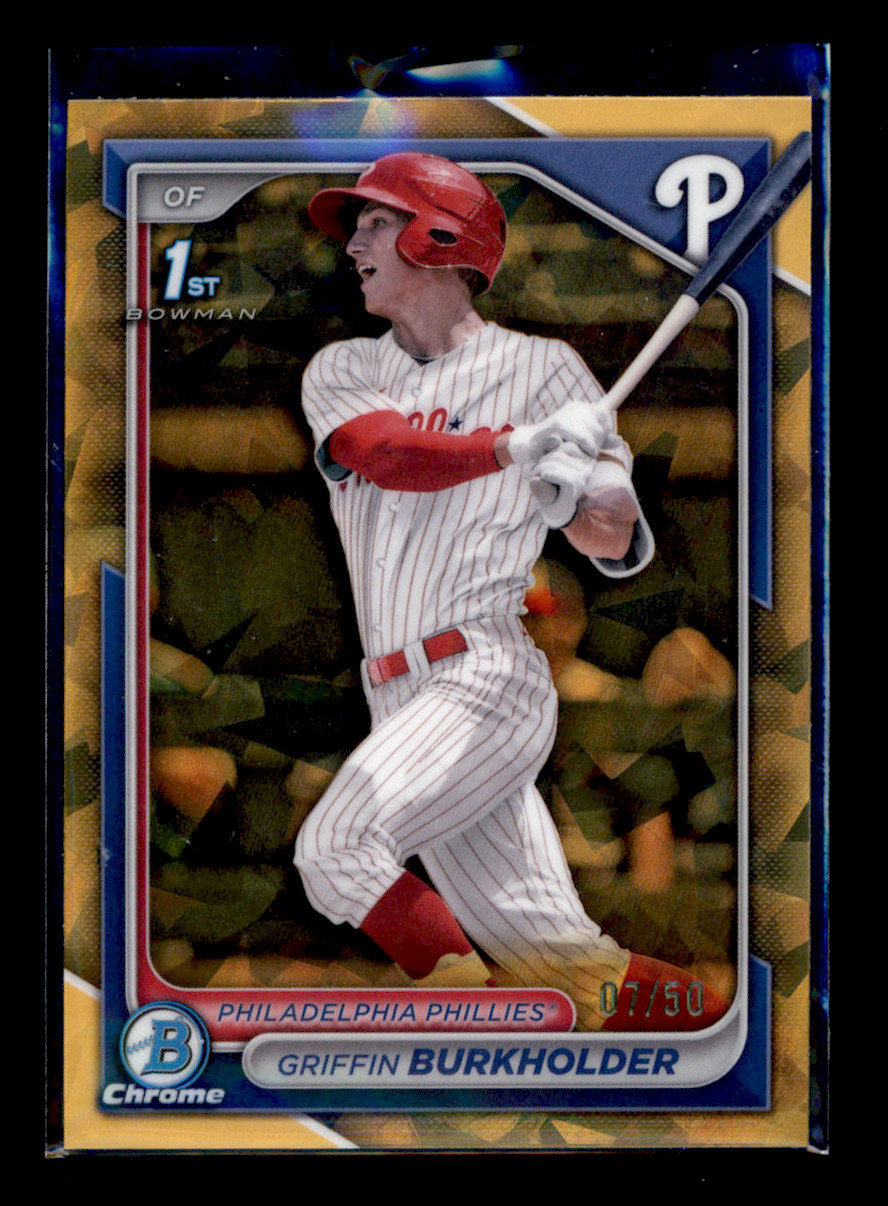 2024 Bowman Chrome Draft Sapphire BDC-60 Griffin Burkholder Gold 7/50 Phillies