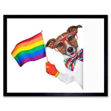 Jack Russel Gay Pride 12X16 Inch Framed Art Print