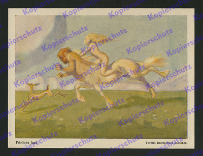 Thomas Baumgartner Hunting Centaur Horse Blonde Elf Mythology Sage Roebuck 1917