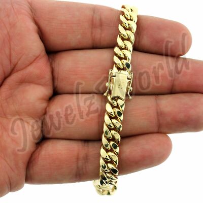 Real 10K Yellow Gold Men's 6MM Miami Cuban Link Chain Bracelet With Box  Lock