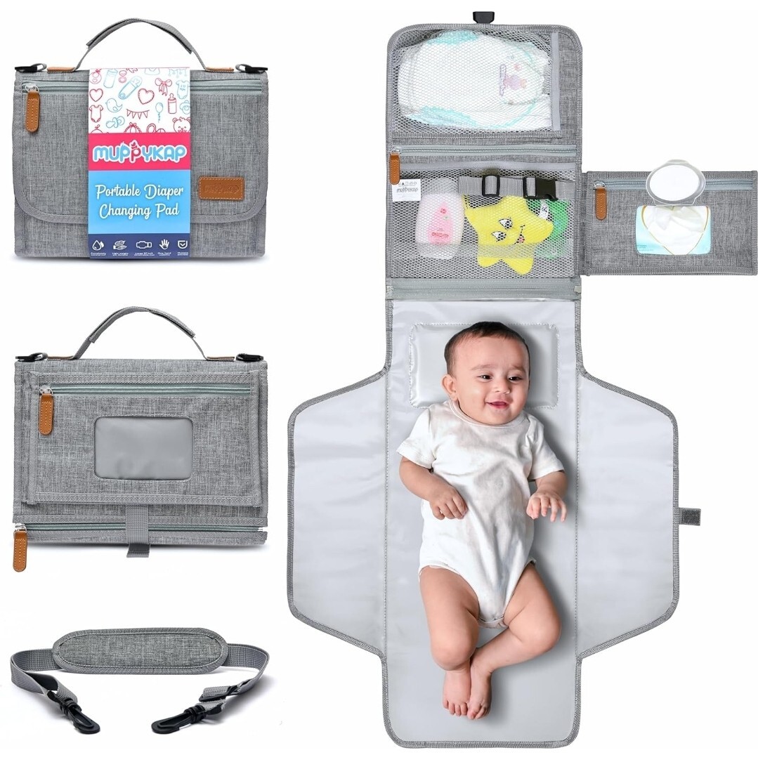 NEW MuppyKap Portable Diaper Changing Pad With Pad And Compartments