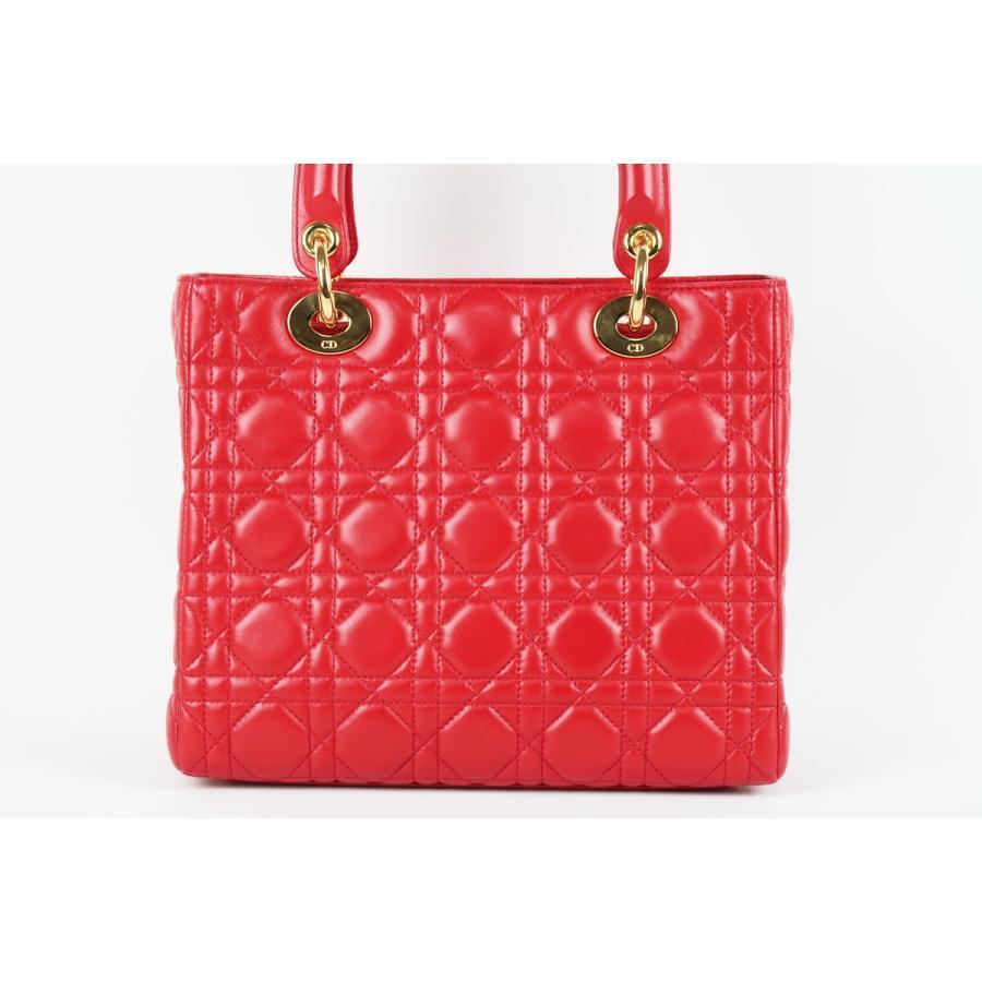 red Dior リボン Christian Dior Red Crinkled Patent Cannage Small Lucky