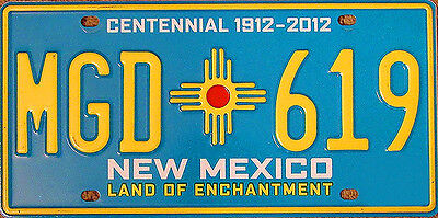 New Mexico CENTENNIAL License Plate TURQUOISE LAND OF ENCHANTMENT