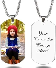 Personalized Custom Photo and Message Necklace Pendant Keychain Dog tag