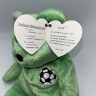 TY Beanie Baby- KICKS the Soccer Bear (14 inch) MWMTs Green DOB August 16, 1998 — photo 8