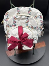 Vtg 3 Piece Green Floral Travel Makeup Zipup Beauty Pouch Granny Bag Set NWT