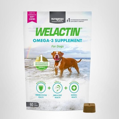 Nutramax Welactin Omega 3 Fish Oil for Dogs, Skin and Coat Health Supplement, Pl