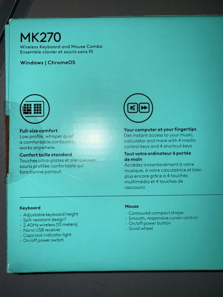 Logitech MK270 Wireless Keyboard Mouse Comb 2.4GHz USB Receiver Windows ChromeOS - Image 3 of 4