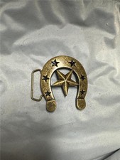 Vintage Horseshoe Brass Belt Buckle With Stars From Silver Star Co.