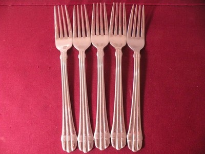 Set Of 5 Dinner Forks Hampton Odyssey 18/10 stainless Steel Flatware 8''