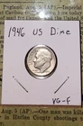1946 Roosevelt 90% Silver US Dime - VG Condition
