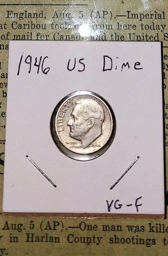 1946 Roosevelt 90% Silver US Dime - VG Condition