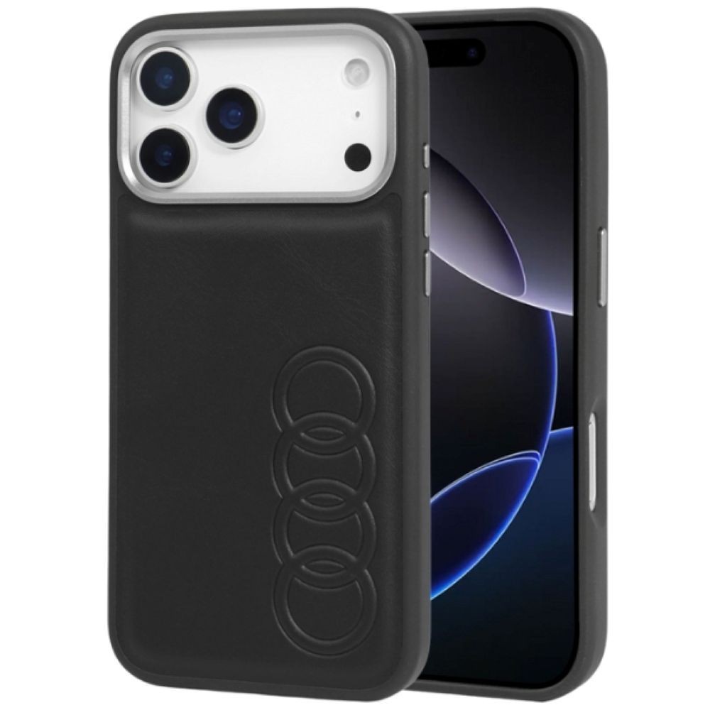 Case iPhone 17 Pro Faux Leather Audi TT MagSafe Black Logo