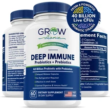 Grow Vitamin Deep Immune Probiotics & Prebiotics for Women & Men – 4.4 Billion C