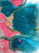 Abstract Mixed Media Ink Watercolor Painting on 7 X 9.5” Paper Contemporary