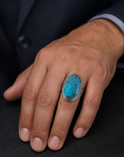 100% Natural Turquoise Alpaka Chrome ring