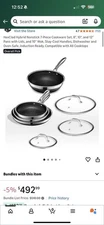 HexClad Hybrid Stainless Steel 6 Piece Frying Pan Set with Lids - 8, 10, 12 in