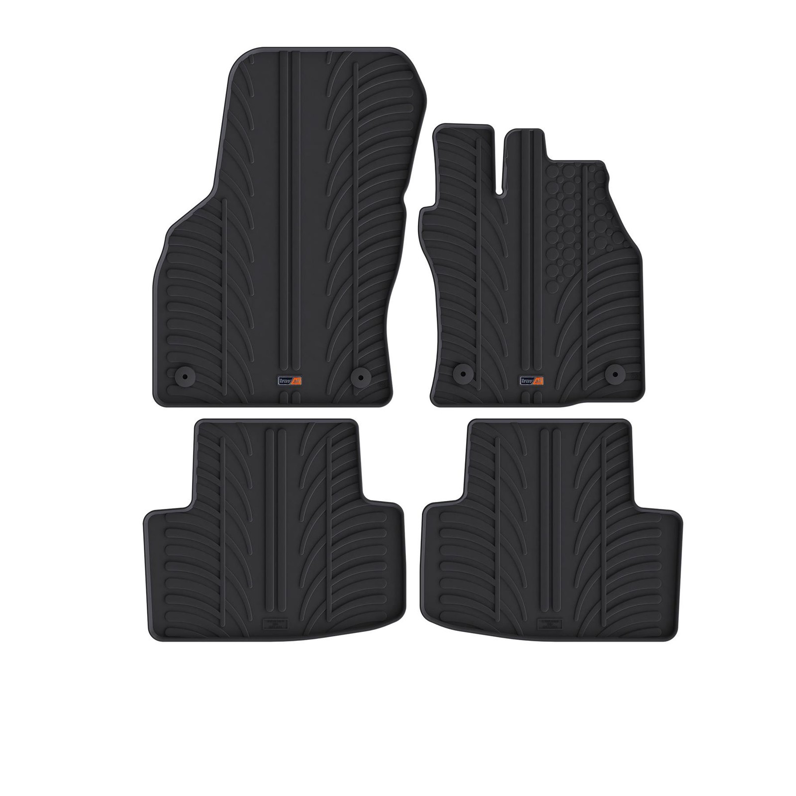 TRAVALL All Weather Floor Mats for Skoda Octavia (2020- ) Premium Black Rubber