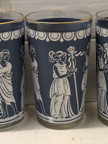 Vintage Hellenic Grecian Roman 6 Cold Drink Wedgwood Hellenic Glasses Cups - Picture 6 of 8
