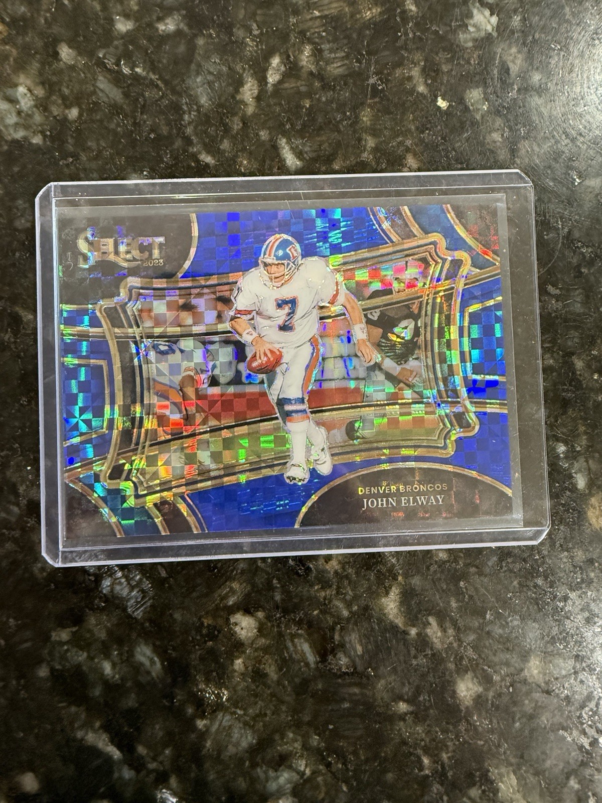 2023 Panini Select John Elway Blue Prizm Field Level /49 #328 Denver Broncos
