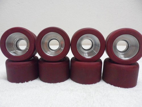 Vintage Satz (8) Maroon Skate Rollen 62mm 38mm 90a Aluminium Naben