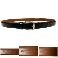Christian Dior Belt 90/36 Black Gold Tone Hardware Style 218585 Split Leather