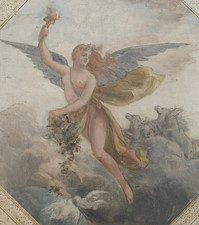 Ange Étude plafond Lux Lumière huile toile XIXe signée Louis Lefort ? Mythologie