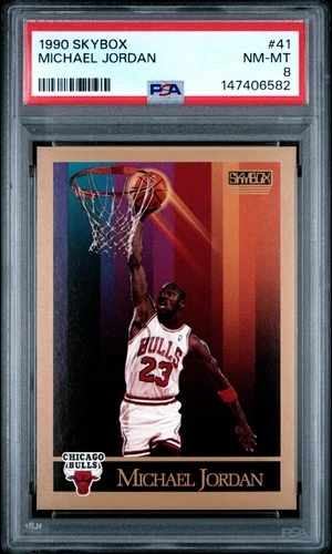 147406582 Michael Jordan 1990 Skybox #41 PSA 8