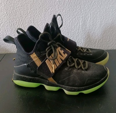 Nike ID Lebron 14 Womens 8.5 Black & Gold Glow Bottoms One Of A Kind!