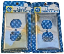 GE Vintage Chrome Receptacle Outlet Wall Plate Cover CHROME NOS 1950'S