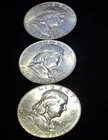 LOT OF 3! UNC. 1963 50C Franklin Half Dollar 90% Silver. Estate find. See photos