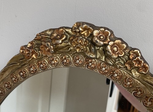 Atsonea Oval Wall Mirror Cast Gold Frame Baroque Rococo Filigree Vintage 26” T - Picture 8 of 14