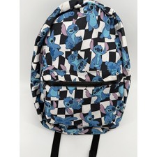 Disney Stitch Character Backpack Checkered Print School Travel Daypack 12x16