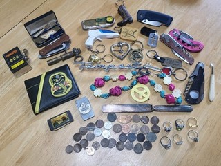 Junk Drawer Lot Vintage cobra kai wheat penny rings money clip knife keychains