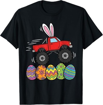 Boys Easter Monster Truck Happy Easter Day Eggs Toddler Kids T-Shirt