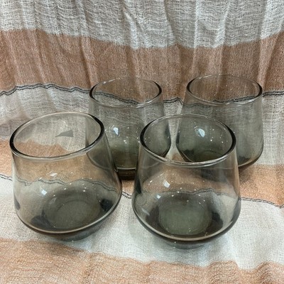 Vintage Rauchgrau Stiellose Becher Set 4 Mid Century Modern Barware