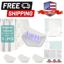 3 Pack Magnetic Silicone Shower Curtain Clips for Liners, Self-Adhesive Water...