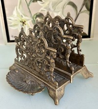 Messing Schreibtischaufsatz Halter für Briefe Papier Karten Landhaus