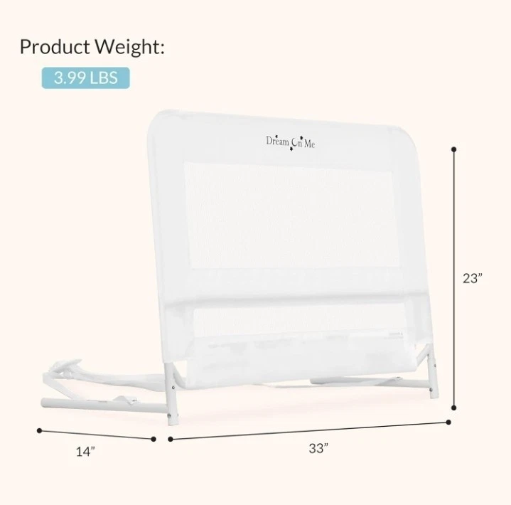  "Nuevo en caja Dream On Me malla blanca riel de cama ajustable de seguridad 33"" L x 10"" W x 15"" H"  Foto 4 de 4