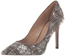 Sam Edelman Hazel Pumps Grey Tweed Multi Sequin Pointed Toe Stiletto Heels Size