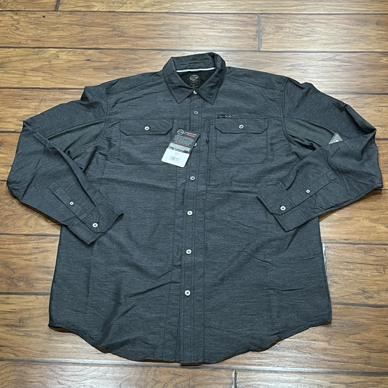 Wrangler ATG Shirt Mens XLT Tall Long Sleeve Gray Mixed Material Utility Outdoor