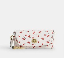 NWT Coach Sunglass Case with Cherry Print Chalk Multi Smooth Leather CFA49