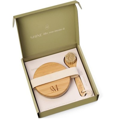 CSM Dry Brushing Body Brush Set - Natural Bristle Dry Brush for Body & Face E...