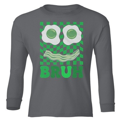 Bruh Funny Breakfast Face - St Patricks Day Humor YOUTH Long Sleeve T-Shirt