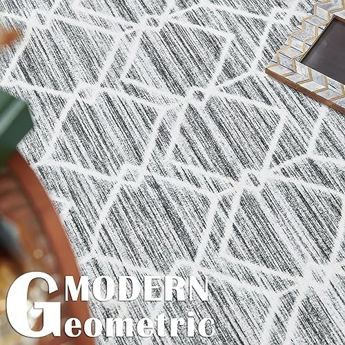 Moroccan 5x7 Area Rugs for Bedroom - Machine Washable Soft Modern Geometric - Picture 4 of 7