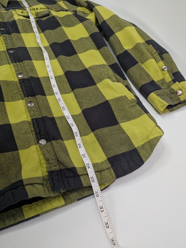 Metal Mulisha Yellow Plaid Snap Long Sleeve Flannel Fleece Shacket Size XL - Picture 7 of 12