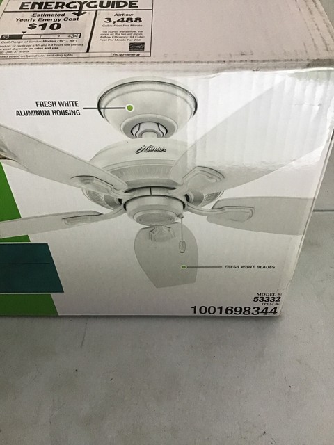 Hunter Tidewater 52 In Indoor Outdoor Fresh White 53332 Ceiling Fan 36