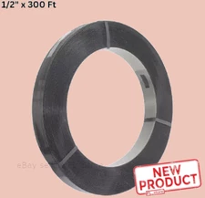 Steel Pallet Strapping Roll 1/2 Inch x 300 Feet Coil Standard Duty Black Straps